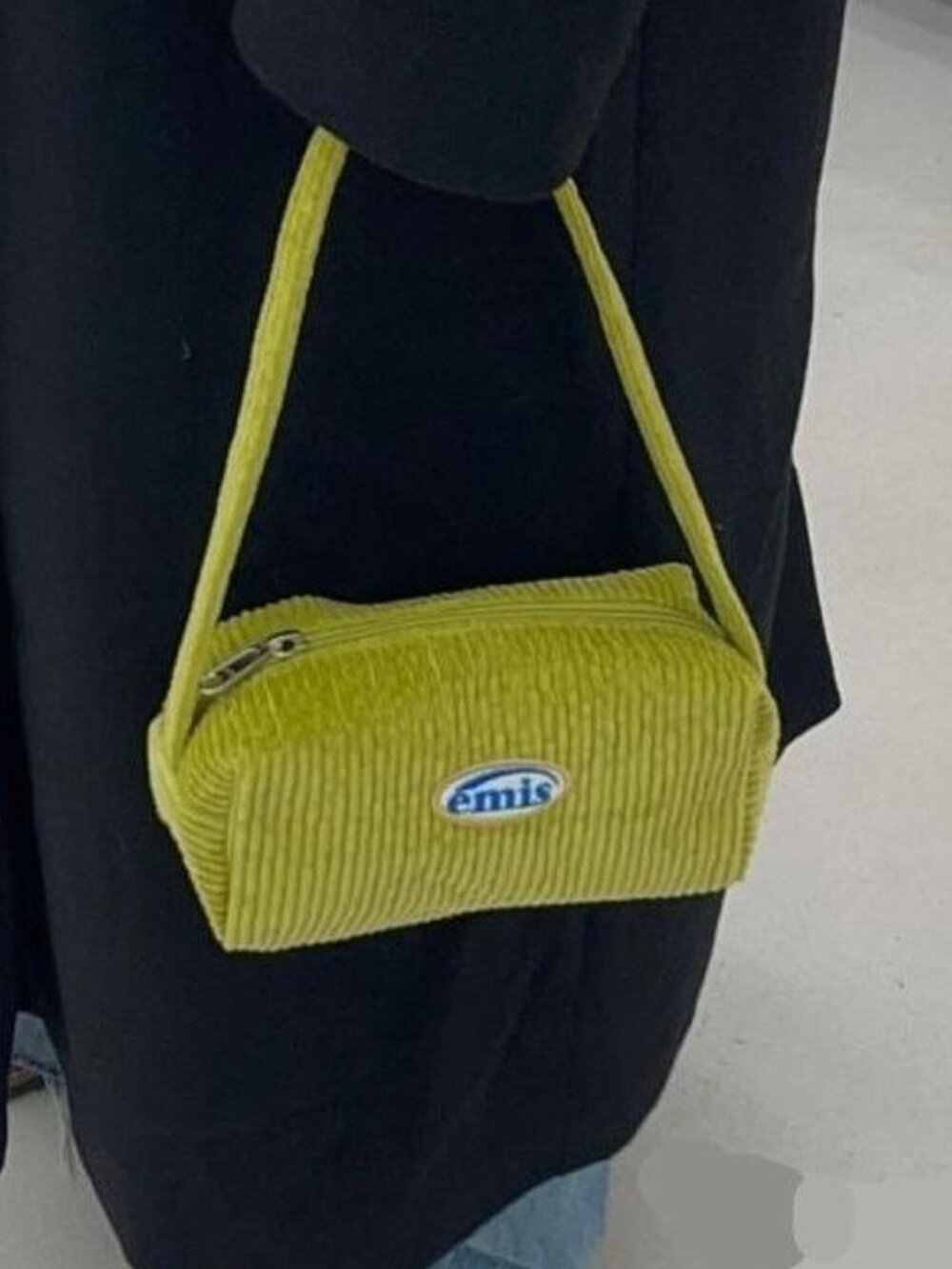 EMIS Yellow Corduroy Mini Shoulder Bag Korean Y2K